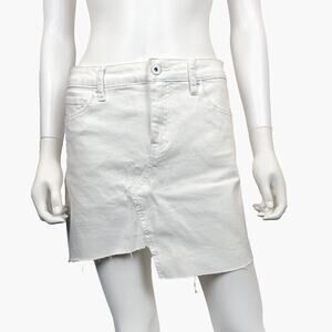 NWT VICI "August" Asymmetrical Frayed Denim Mini Skirt (White | Size S)